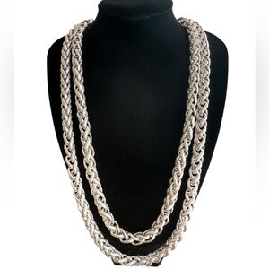 JONES NEW YORK Silver-Tone Braided Chain Necklace